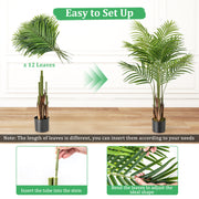 2 Pack 4.2 Feet Tall Artificial Palm Paradise Plant Large Fake Potted Tree-Green