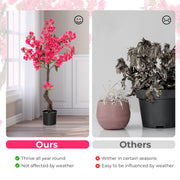 2 Pack 41 Inch Artificial Plum Blossom Tree Fake Floral Plant with 92 Flowers-Red