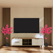 2 Pack 41 Inch Artificial Plum Blossom Tree Fake Floral Plant with 92 Flowers-Red