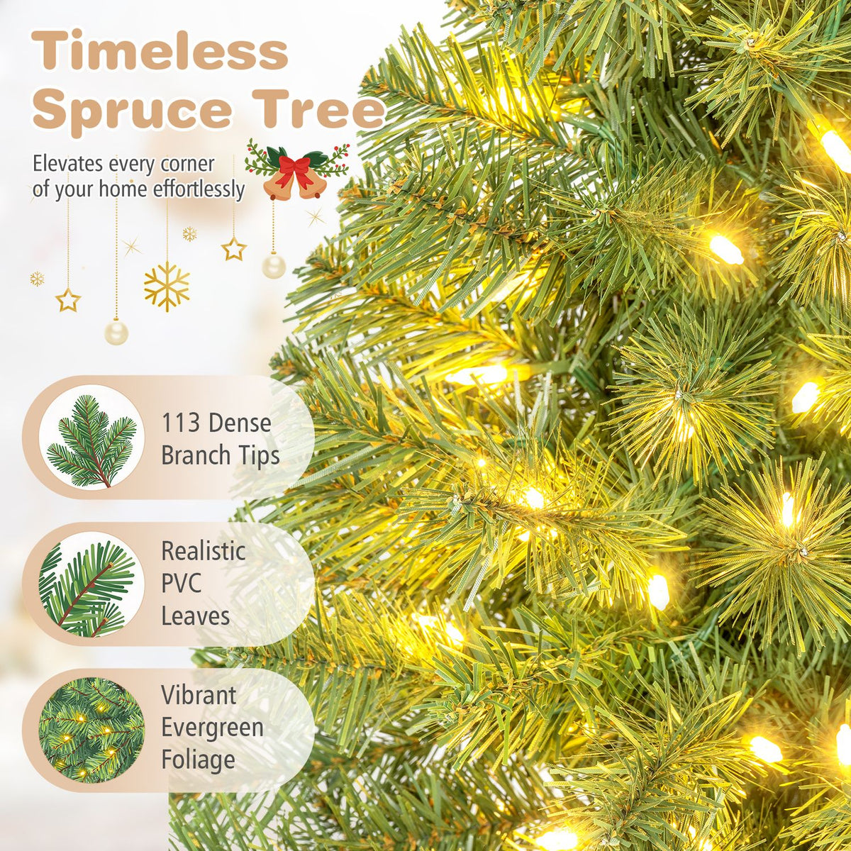 2 Pack 3 ft Pre-Lit Artificial Mini Christmas Tree with 100 Warm White LED Lights