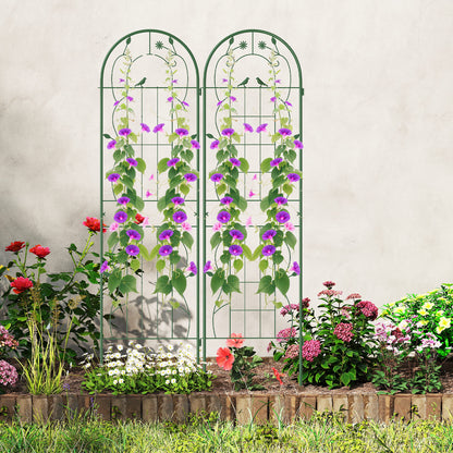 2 Pack 71 x 20 Inch Metal Garden Trellis Rustproof Plant Support for Climbing Plants-Green