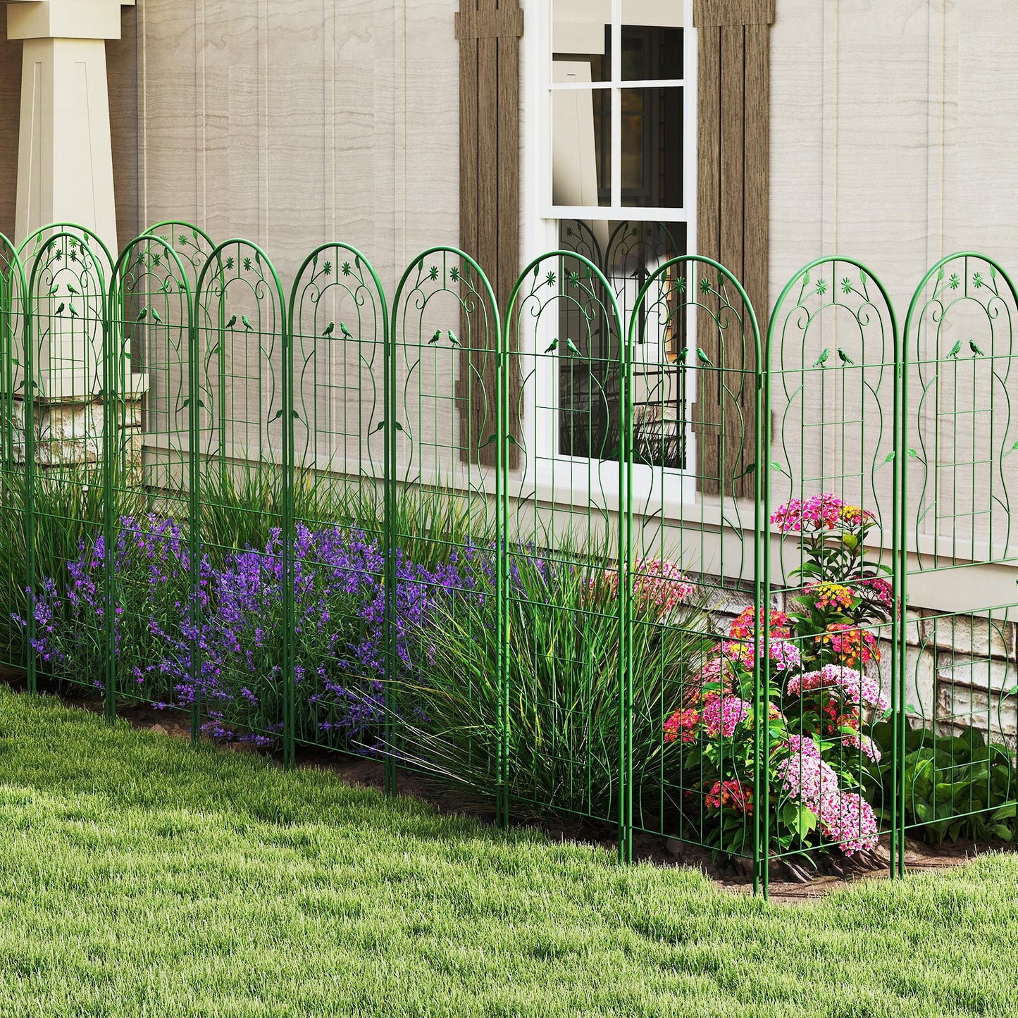 2 Pack 71 x 20 Inch Metal Garden Trellis Rustproof Plant Support for Climbing Plants-Green