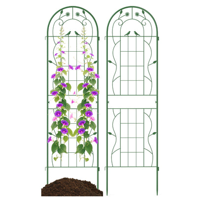 2 Pack 71 x 20 Inch Metal Garden Trellis Rustproof Plant Support for Climbing Plants-Green