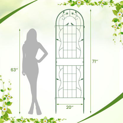 2 Pack 71 x 20 Inch Metal Garden Trellis Rustproof Plant Support for Climbing Plants-Green