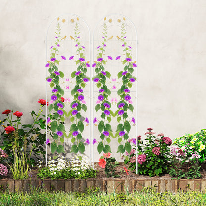 2 Pack 71 x 20 Inch Metal Garden Trellis Rustproof Plant Support for Climbing Plants-White