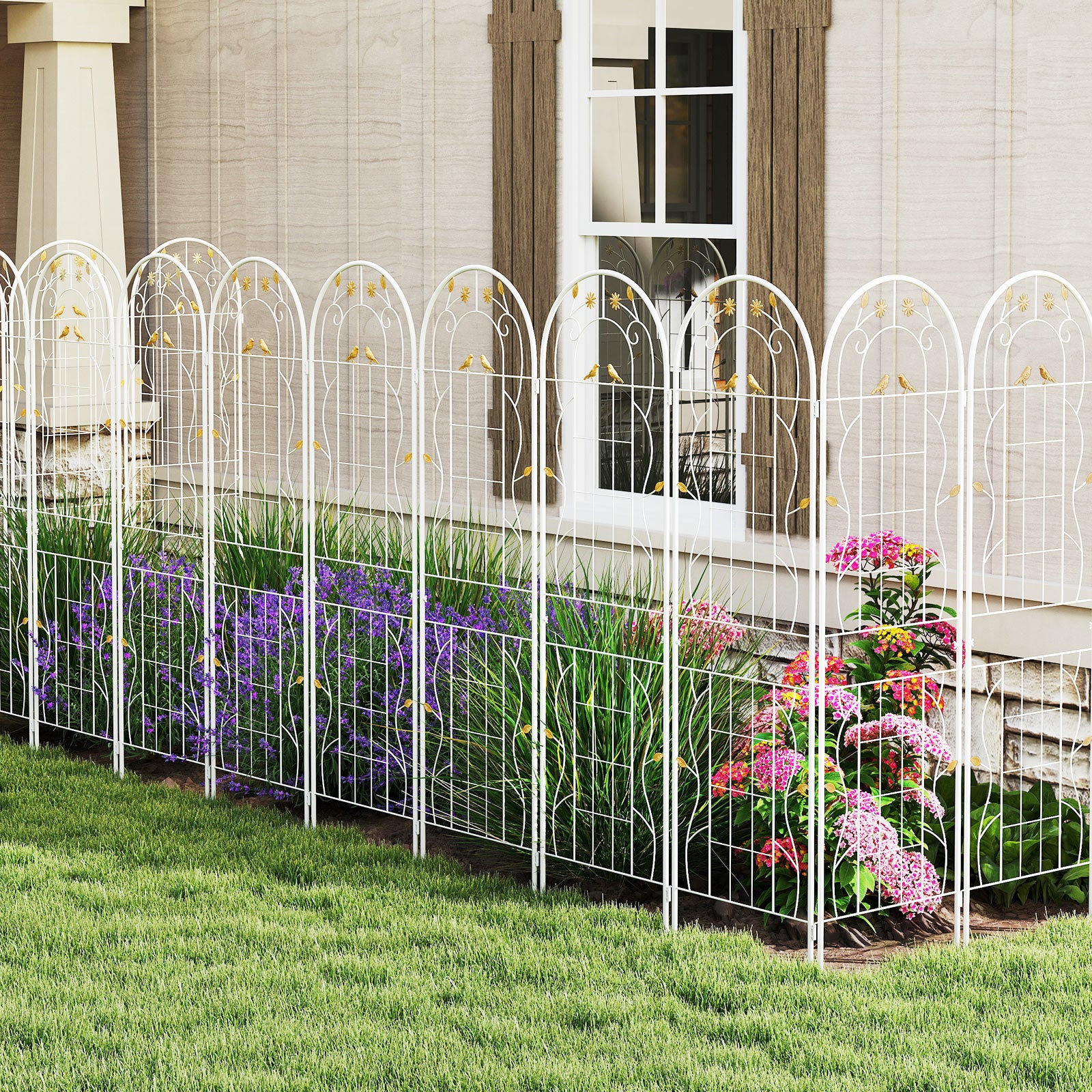2 Pack 71 x 20 Inch Metal Garden Trellis Rustproof Plant Support for Climbing Plants-White