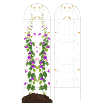 2 Pack 71 x 20 Inch Metal Garden Trellis Rustproof Plant Support for Climbing Plants-White