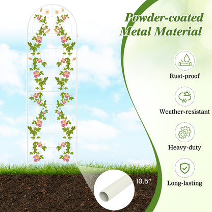 2 Pack 71 x 20 Inch Metal Garden Trellis Rustproof Plant Support for Climbing Plants-White