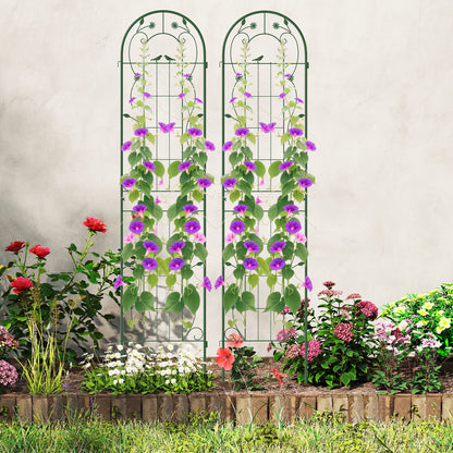2 Pack 86.5 x 20 Inches Metal Garden Trellis for Climbing Plants-Green