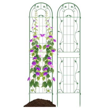 2 Pack 86.5 x 20 Inches Metal Garden Trellis for Climbing Plants-Green