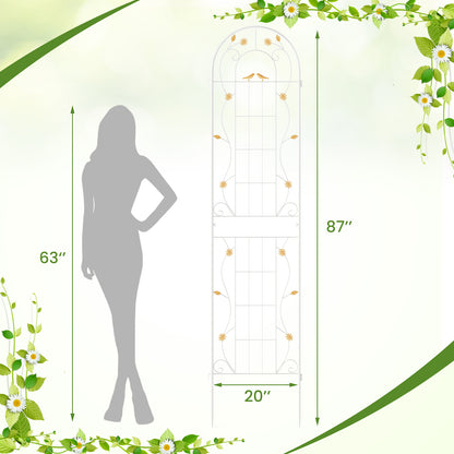 2 Pack 86.5 x 20 Inches Metal Garden Trellis for Climbing Plants-White