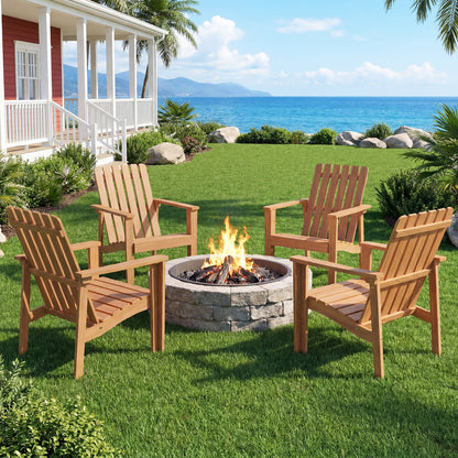 Acacia Wood Patio Dining Chair with Curved Seat & Armrests
