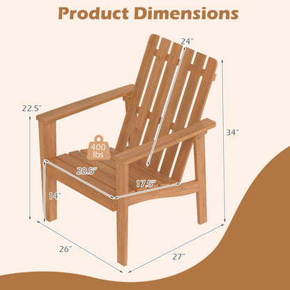 Acacia Wood Patio Dining Chair with Curved Seat & Armrests