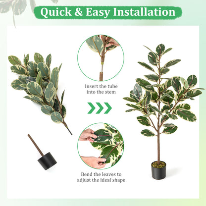 2 Pack 4.3 Feet Tall Artificial Bird of Paradise Plant Fake Banana Leaf-Green