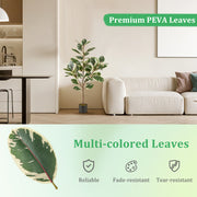 2 Pack 4.3 Feet Tall Artificial Bird of Paradise Plant Fake Banana Leaf-Green