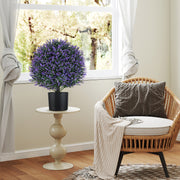 2 Pack Artificial Lavender Topiary Ball Tree Faux Shrub Bushes with Flowers-Purple