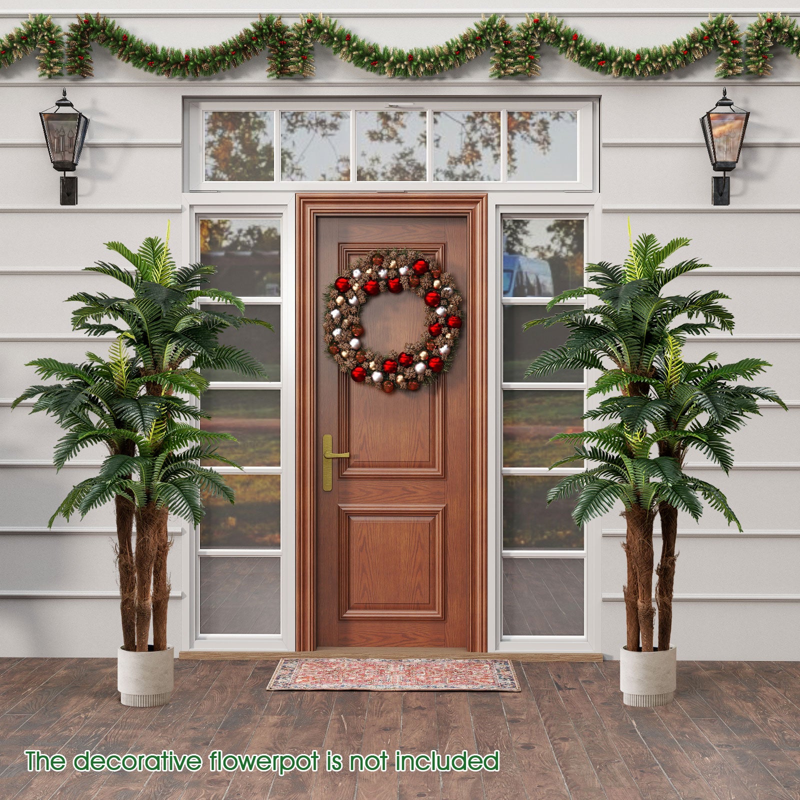2 Pack Artificial Palm Tree 6.3 ft Tall with Adjustable Leaves