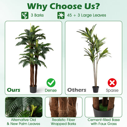 2 Pack Artificial Palm Tree 6.3 ft Tall with Adjustable Leaves