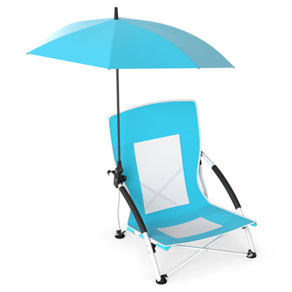 2 Pack Beach Umbrella Chair for Adults with Adjustable Parasol-Blue