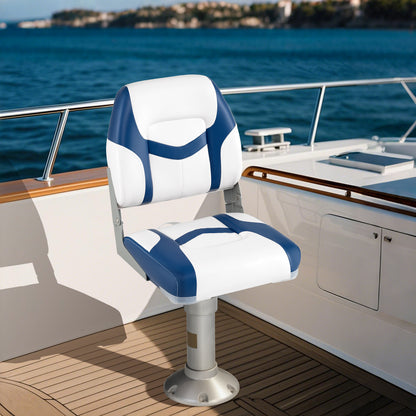 2-Pack Boat Seats with Fixing Bolts and Hinges-Blue