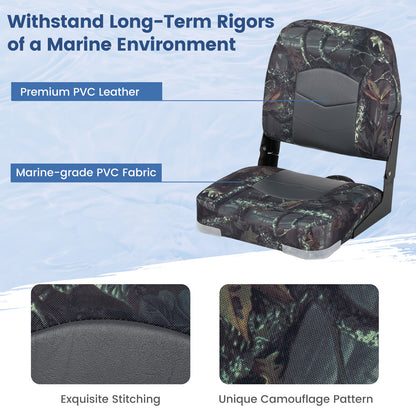 2-Pack Boat Seats with Thick Sponge Padding-Camouflage