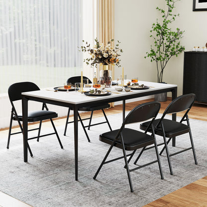 Folding Conference Chairs 4-Pack with Padded Seats - Black
