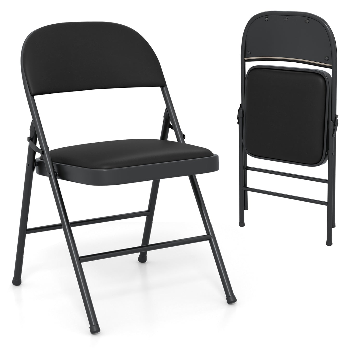 Folding Conference Chairs 4-Pack with Padded Seats - Black