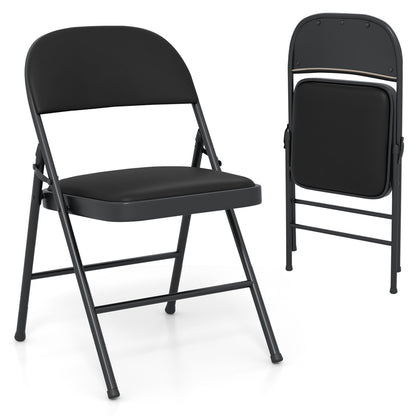 Folding Conference Chairs 4-Pack with Padded Seats - Black
