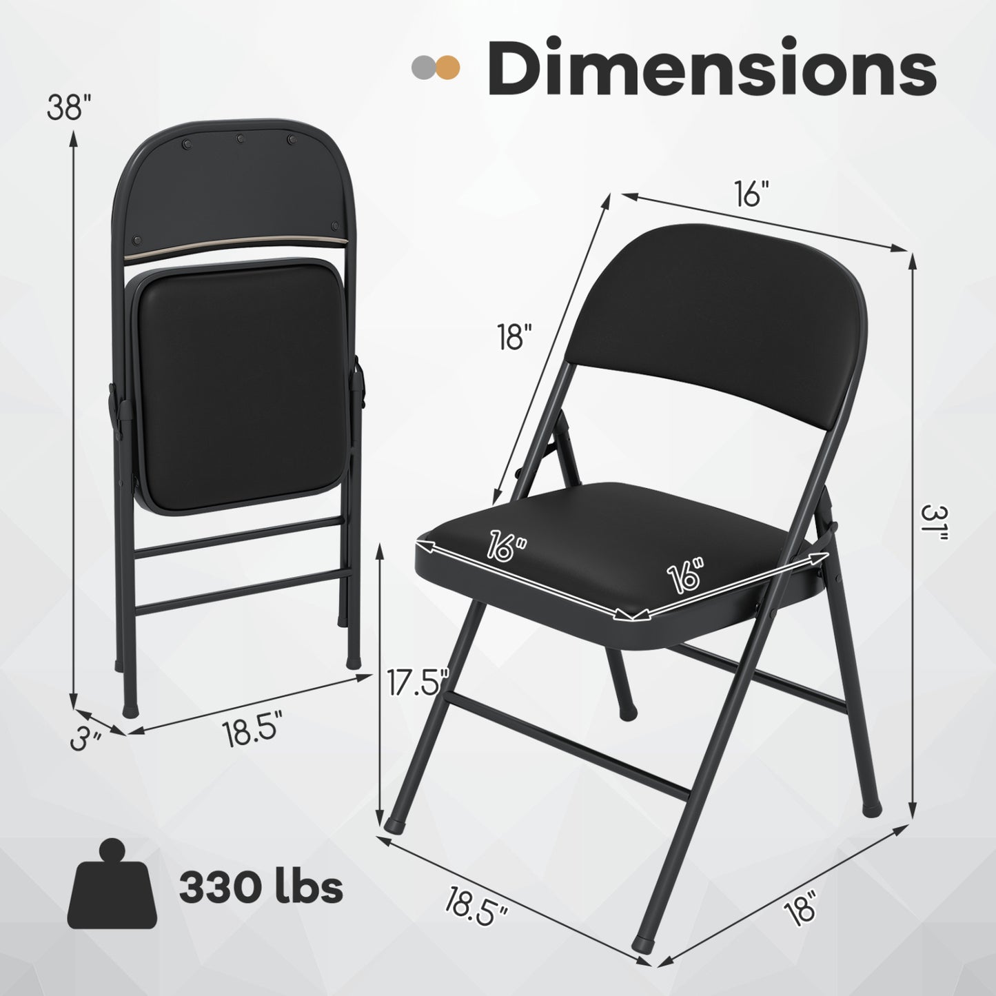 Folding Conference Chairs 4-Pack with Padded Seats - Black