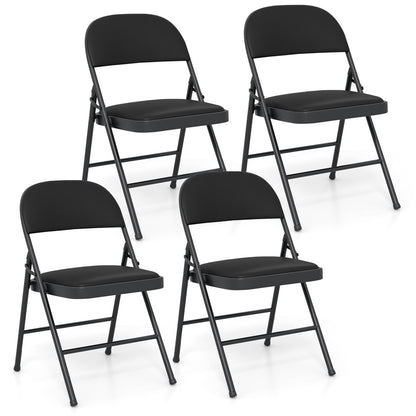 Folding Conference Chairs 4-Pack with Padded Seats - Black