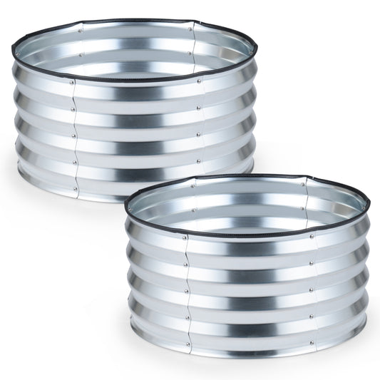 2 Pack Galvanized Raised Garden Bed Kit with Open-Ended Base