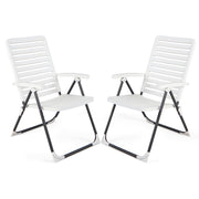 2 Pieces PP Folding Patio Chaise Lounger with 7-Level Backrest