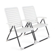 2 Pieces PP Folding Patio Chaise Lounger with 7-Level Backrest