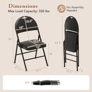 2 Pack Padded Folding Chairs with Metal Frame and Carry Handle-Black