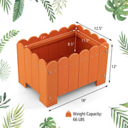 2 Pack Rectangular Planter Box with Drainage Gaps for Front Porch Garden Balcony-Orange