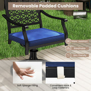2 Pack Swivel Outdoor Chairs with Soft Cushions and Round Steel Base-Navy
