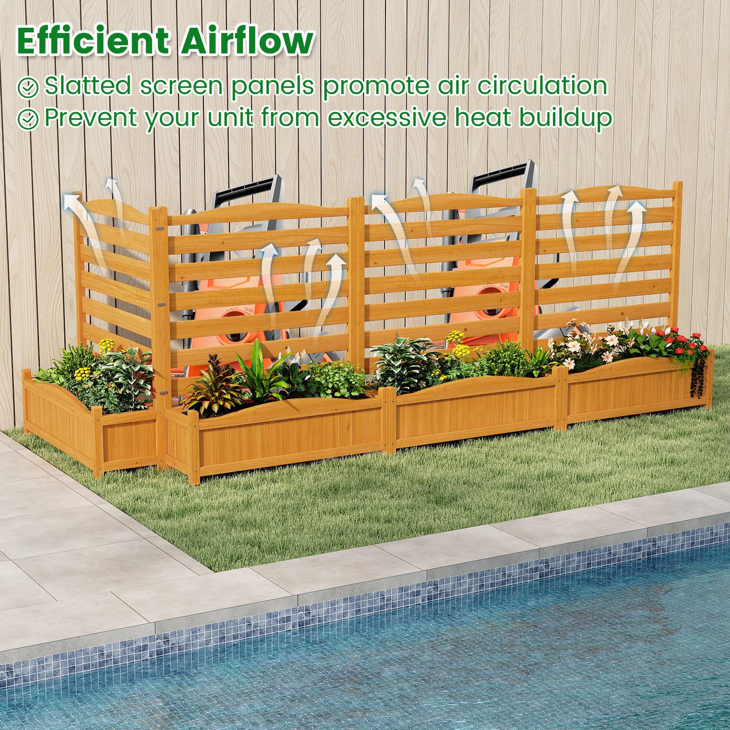 2-Panel Freestanding Outdoor Wood Privacy Screen-Yellow