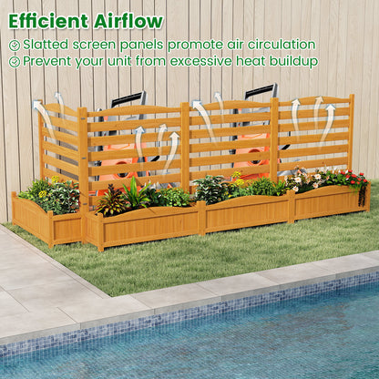 2-Panel Freestanding Outdoor Wood Privacy Screen-Yellow
