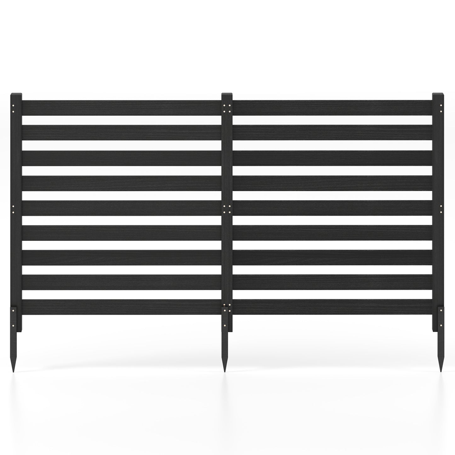 2-Panel Wooden Outdoor Privacy Fence with Ground Stakes