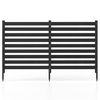 2-Panel Wooden Outdoor Privacy Fence with Ground Stakes