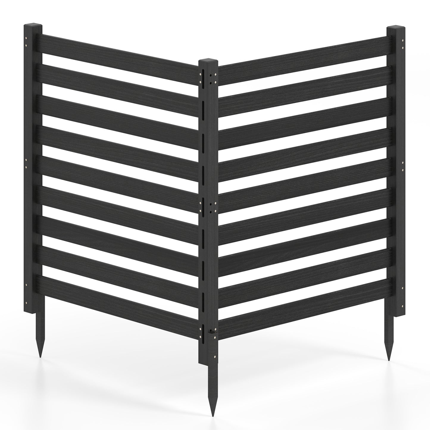 2-Panel Wooden Outdoor Privacy Fence with Ground Stakes