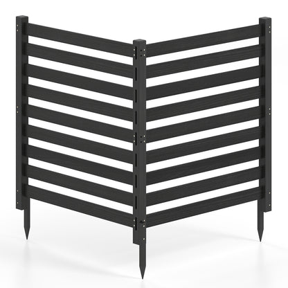 2-Panel Wooden Outdoor Privacy Fence with Ground Stakes
