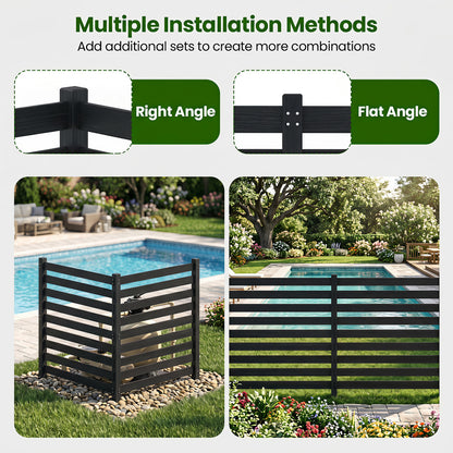 2-Panel Wooden Outdoor Privacy Fence with Ground Stakes
