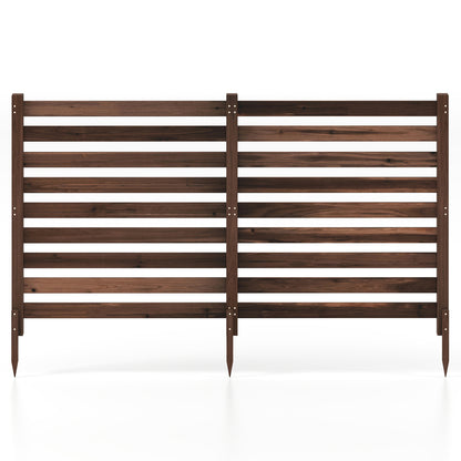 2-Panel Wooden Outdoor Privacy Fence with Ground Stakes