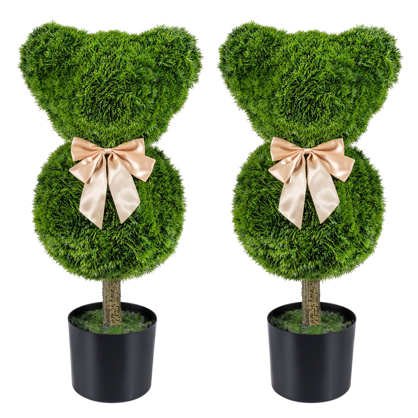 2 Pieces Bear Topiary Trees with Pots Sun-resistant Bear