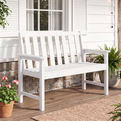 2-Person HDPE Outdoor Garden Bench with Backrest