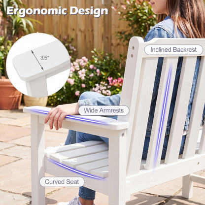 2-Person HDPE Outdoor Garden Bench with Backrest