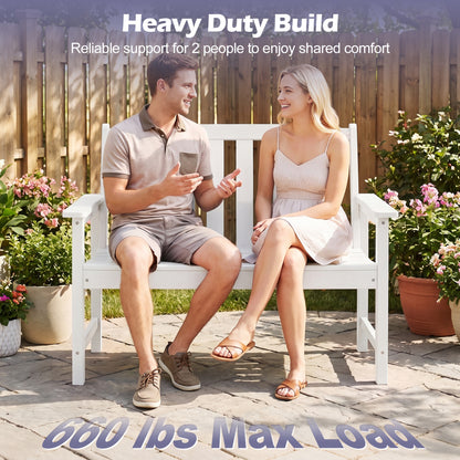 2-Person HDPE Outdoor Garden Bench with Backrest