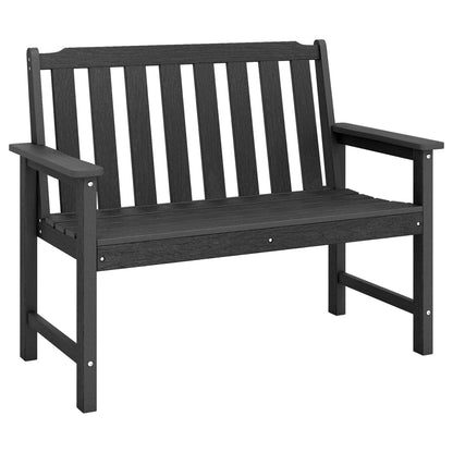 2-Person HDPE Outdoor Garden Bench with Backrest