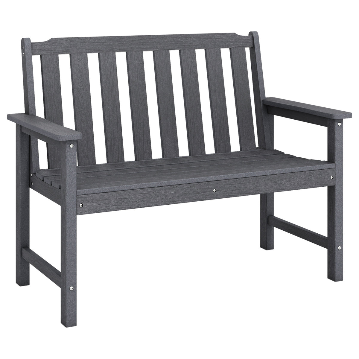2-Person HDPE Outdoor Garden Bench with Backrest